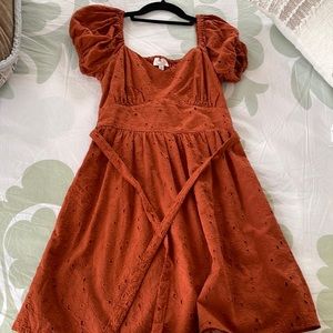 Dizzy Lizzy Eyelet Tie-back Cotton Dress